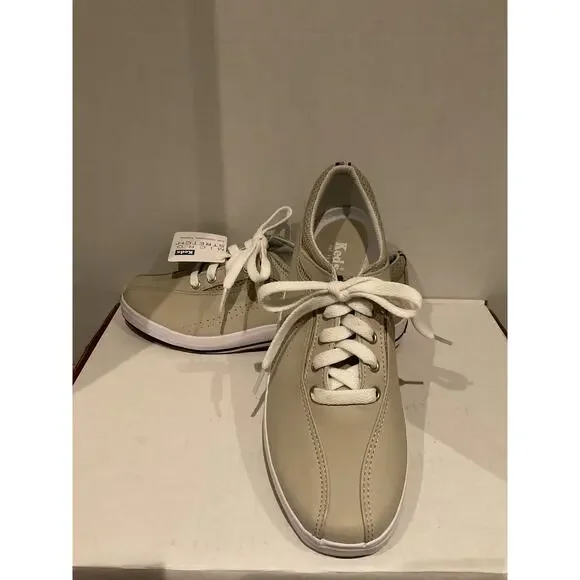 Keds - Micro Stretch Lace Up Tennis Sneakers - Taupe w/White Laces & Soles- 9 - Picture 8 of 8